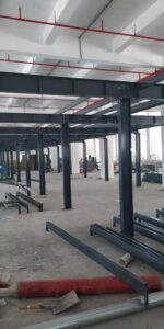 H steel mezzanine-installation with beam connection